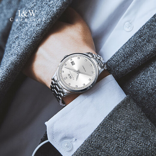 IW Swiss IW watch men's mechanical watch fully automatic imported movement luminous waterproof men's watch moon phase men's watch [upgraded enhanced version] 683 steel strip white-lifetime insurance