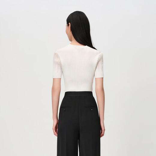 Ep yaying Frauenkleidung Maulbeer-Seidenacetat Kurzarm Strickt-Shirt Unterwäsche Basis Top 2025 Sommer Neues Modell 9905a Weiß L.