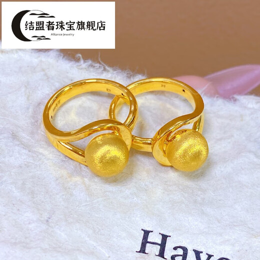 Ally 5D hard gold gold responsive ring for women 999 pure gold new brushed ball ring pure gold index finger ring gift No. 11 about 2.35g