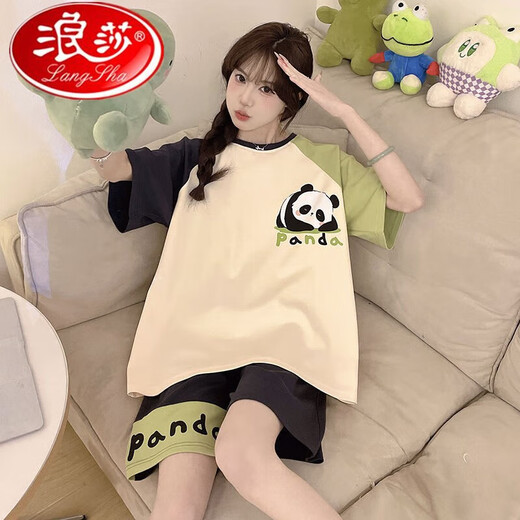 浪莎睡衣女夏季纯棉短袖韩版可爱卡通学生大码女士家居服两件套装夏天 897 女标准M[75-90斤] 均码