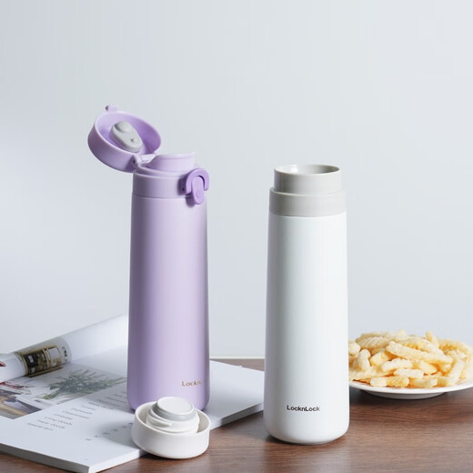 乐扣乐扣（LOCK&LOCK） 保温杯女高颜值随行弹盖商务男水杯大容量便携杯子礼品定制学生 紫罗兰(旋转盖)- 450ml
