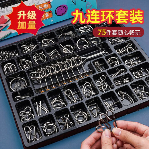梵达森（FAN DA SEN）九连环益智玩具全套鲁班锁儿童智力解扣24件套孔明锁解锁环小学生 解环50件+鲁班锁25件【难度组合】