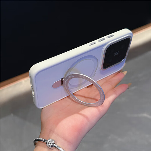 Pinaiyou is suitable for Xiaomi 14 mobile phone case, simple solid color magnetic charging stand, xiaomi15pro skin-feeling silicone anti-protective cover, 13por metal frame hard shell for men and women, new style, milk tea color, Xiaomi 15