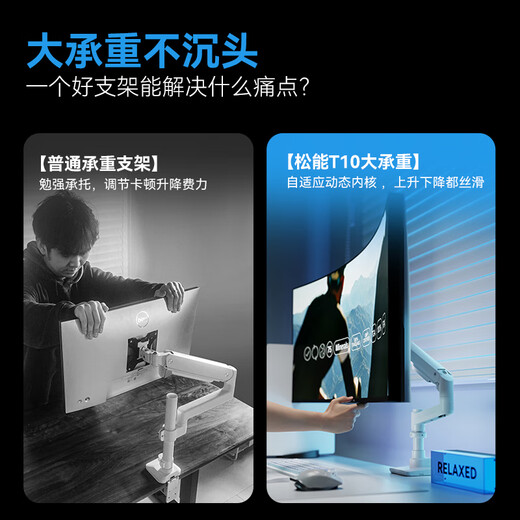松能显示器支架 电脑支架 显示屏支架 显示器增高架 电竞支架显示器支架臂 vesa支架承重20KG T10-1W