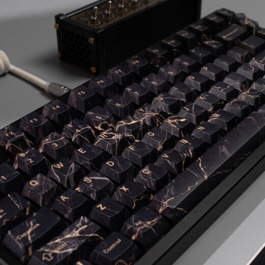 Miaopu Le black marble mechanical keyboard keycap set PBT five-sided thermal sublimation original height adaptation 6187, etc. Small full set