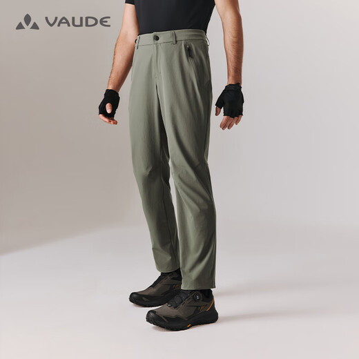 巍德（VAUDE）速干裤男户外商务休闲裤柔软抗皱吸湿排汗轻薄透气徒步直筒长裤 莫尔湖绿-701 【耐磨直筒】 S