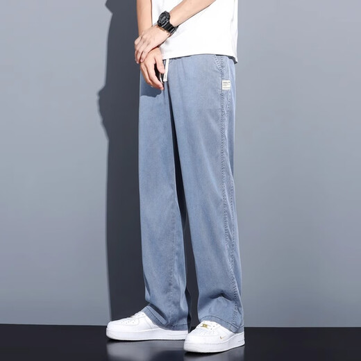 凡客诚品（VANCL）天丝牛仔裤男款夏季薄款潮牌直筒宽松男士阔腿休闲长裤子男款裤子 1048#蓝色 M  90-110斤