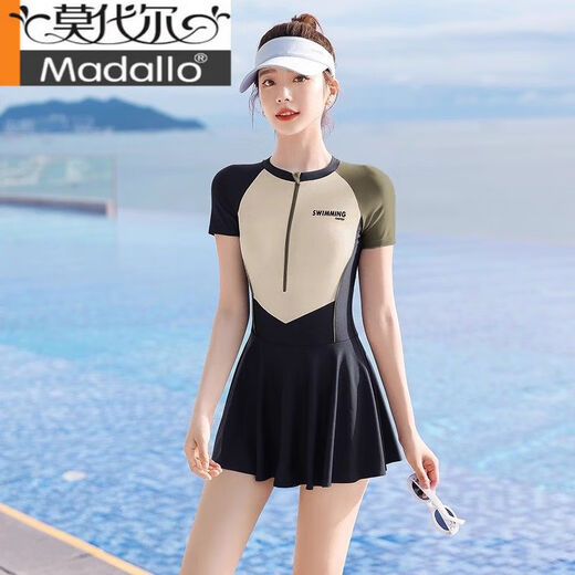 莫代尔泳衣女款保守连体游泳衣2025新款夏季遮肚显瘦泡温泉大码泳装 14122Z黑色 L