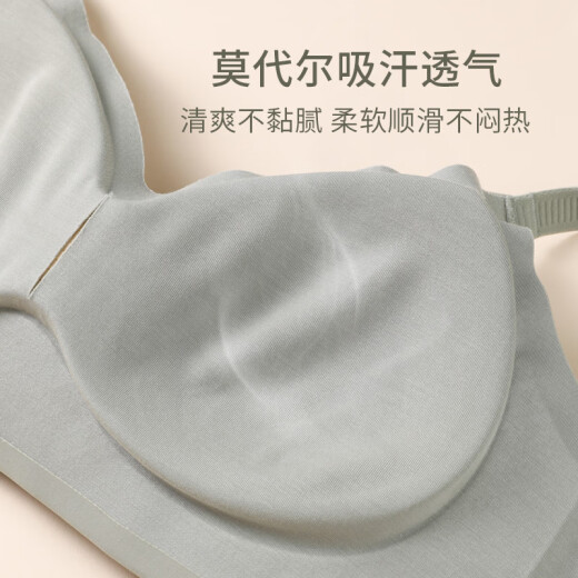雅鹿平胸专用小胸聚拢显大加厚美背无痕内衣女2025新款文胸钢圈胸罩 粉底液隐形肤 1cm微厚(自然圆润) M