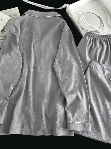 Molianya 2025 neuer Frühlings- und Herbst-Pyjamas für Männer, vier Jahreszeiten Universal Cloud Cotton Longleved Teenager Boys Home Clothing Set 12401 Buchstabe Pocket L.
