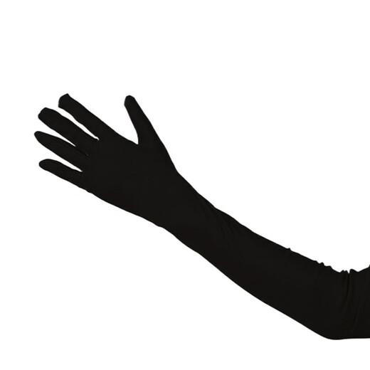 
Jingji satin stretch long gloves festival party performance bar dance dress retro dress wedding dress Hepburn style photo white lengthened gloves [long 53cm1 double]