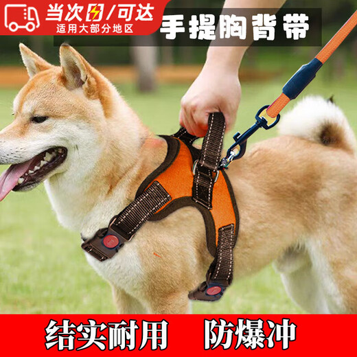 Yuying dog leash, Corgi explosion-proof vest, harness, traction rope, medium and large small dog walking rope, Shiba Inu traction rope set, orange M code
