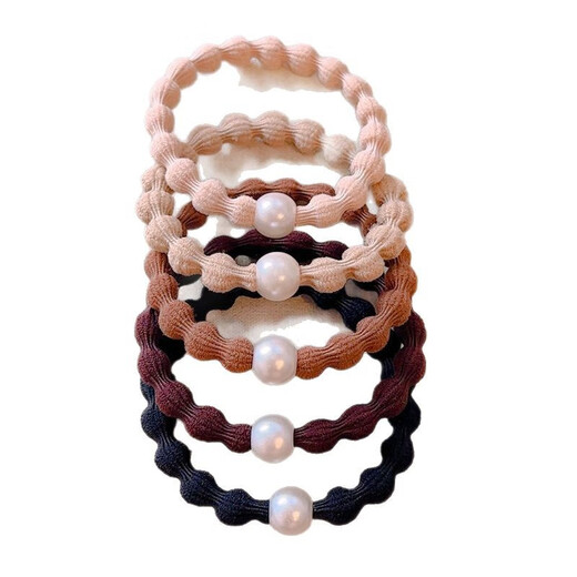 
Mo Pan's new Doudou hair ring sports head rope high ponytail hair rope high elastic durable rubber band women's hair tied accessories DK9898 Doudou hair rope [Shallow coffee 5 sets]