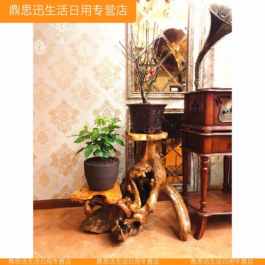 XMSJ reinforced natural root carving rack base log living room Chinese bonsai fish tank frame solid wood tree root art balcony ornament 16822
