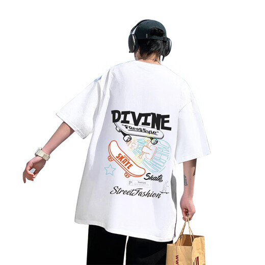 森马高初中学生男孩短袖t恤2025新款帅气夏装青少年大童纯棉半袖上衣 3897克莱因蓝 品质保证 M (90-110斤左右)