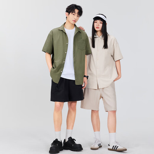 名创优品（MINISO）冰丝短袖衬衫男夏季新款舒适凉感透气日系百搭宽松衬衣 白 XL