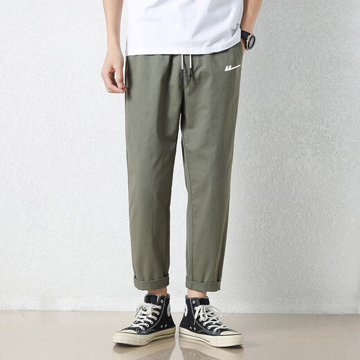 Huili casual men's pants summer casual trousers for men's fashion and versatile business loose solid color large size straight pants LG-HL-Mortal Thousand Products-9904 deep khaki S (recommended 95-110Jin[Jin equals 0.5 kg])