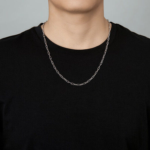 Saturday Fortune (ZLF) pt950 platinum necklace men's retro fashionable electric black interlocking plain chain clavicle chain 58cm-23.56g
