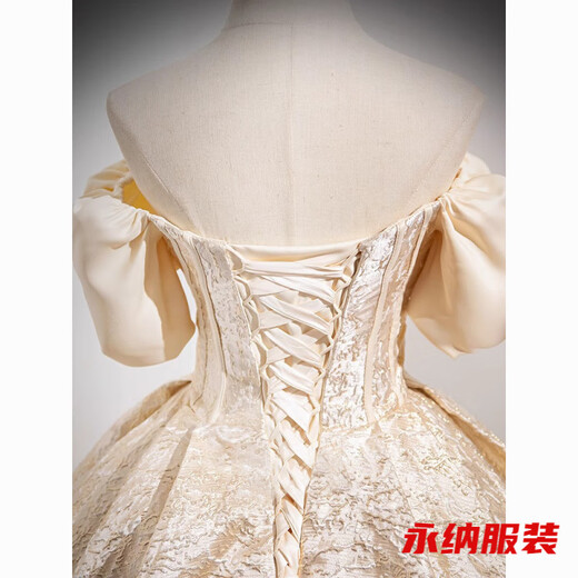 Xuan Tuya palace style evening dress for women champagne color adult ceremony birthday art test fluffy princess dress high-end toast new annual party champagne color dress without skirt XL