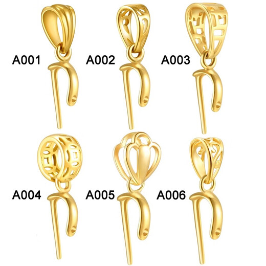 18k gold oblique hole jade buckle melon seed buckle pendant buckle Guanyin Buddha pendant jade clip buckle thick crown gold buckle A001 18K gold_ oblique hole special buckle