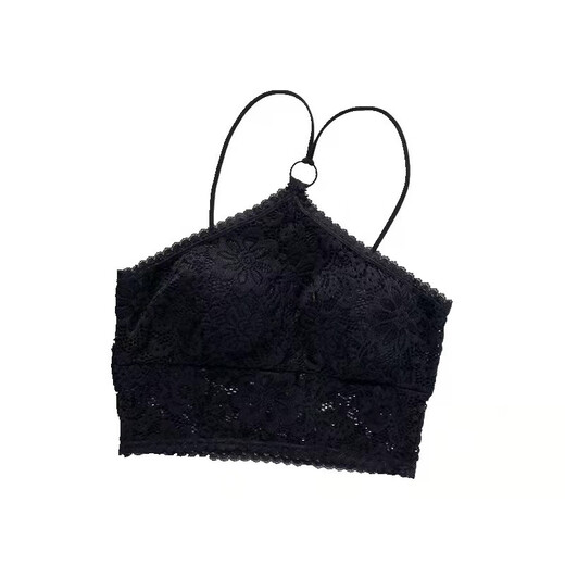 Lace underwear cross strap halter neck anti-exposure bottoming bra women's tube top beautiful back wrap chest strap chest pad vest white one size