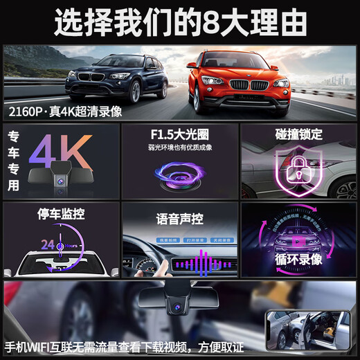 车尚安（CHESAN）适用于东风标致408 508 4008 5008 408X行车记录仪原厂专用免走线 【2K单镜头】1600P+64G卡 循环录影+碰撞感应+超清夜视+停车监控