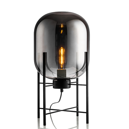 Sanqihu Nordic Einfache postmoderne leichte Luxus -Schreibtischlampe Designer Schlafzimmer Nachtlampe Sinn für Wohnzimmer Dekorative Glas Kreativität Lila S1047 Chromstil -Knopfschalter