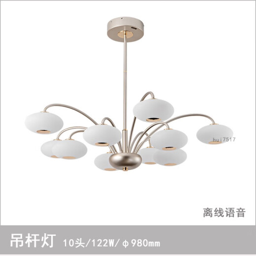 雷士（NVC）吊灯12809星度系列简约现代圆球奶油风客厅餐厅卧室灯语音 吊杆灯/8头/98W/直径85厘米
