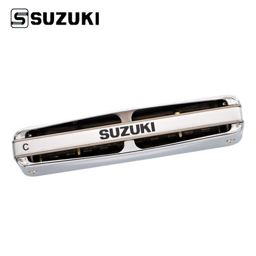杉贝适用于 SUZUKI铃木10孔布鲁斯口琴MR350 金属格超吹型十孔口琴进 C调(口琴布+皮套+布袋+秘籍)