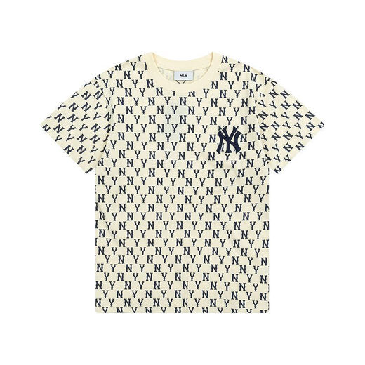 MLB Pareja impresa camiseta de manga corta tendencia casual suelta dt-9901 azul marino s