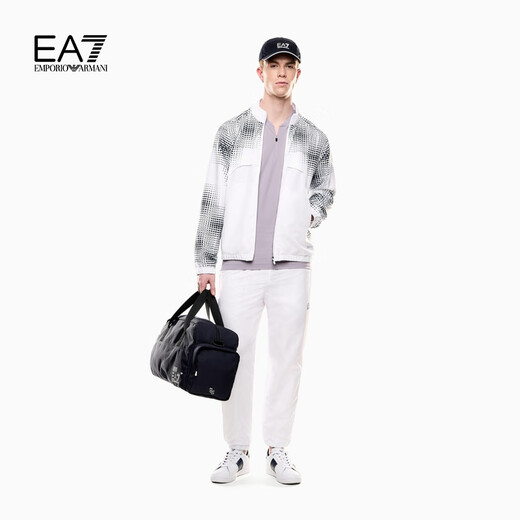 EMPORIO ARMANI/Armani official flagship [Father's Day gift] EA7/New men's half-zipper Polo shirt 25 summer [Half Zipper] Lavender Gray-UA092 3XL (Recommended: 190-210Jin [Jin equals 0.5 kg])