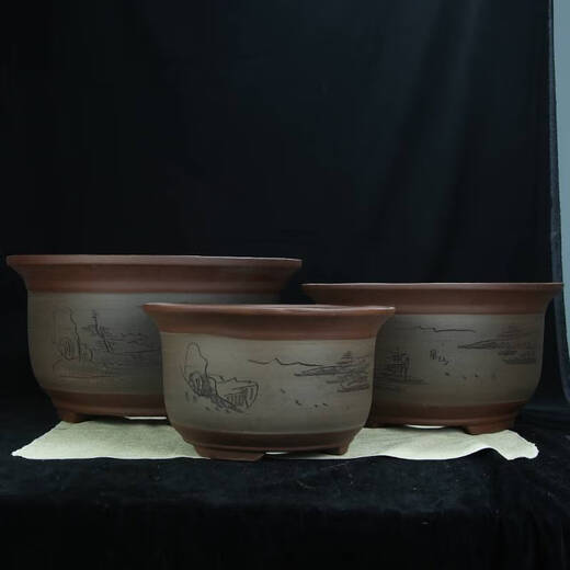 特大号紫砂花盆种树老桩60cm以上超大种发财树铁树陶瓷盆 854大中两个