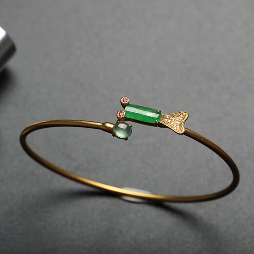 Lie Ruiwandelin jewelry inlaid design 18K gold inlaid ice jade gourd temperament bracelet