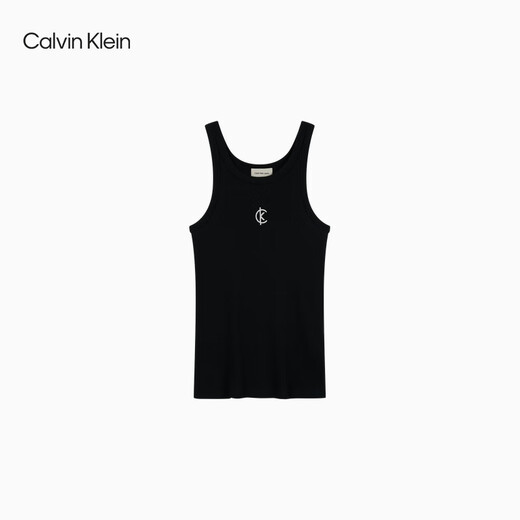 Calvin KleinJeans【明星同款】25春夏新款女ck罗纹弹力修身背心T恤47B829G UB1-太空黑 M