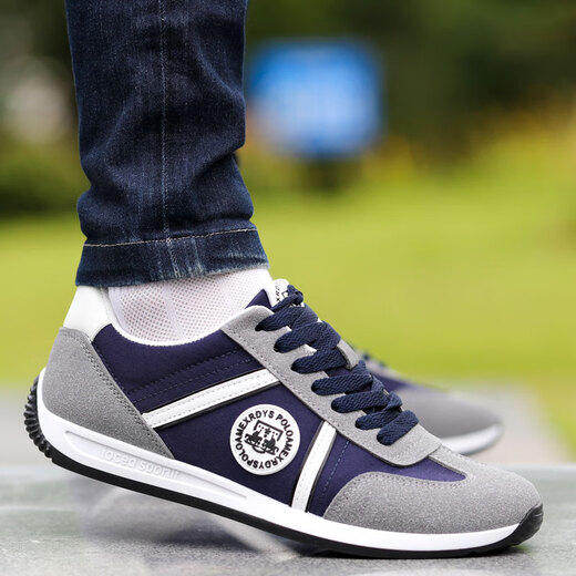 Oein car training shoes for men's subject 2 special driving school soft sole shoes for spring leather casual shoes fashionable one-legged driving shoes AW9902 blue cloth style single layer 38 small size / big size