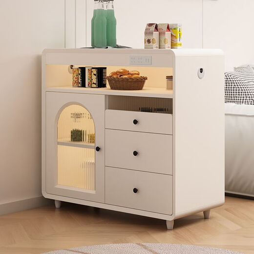 Platinum and cream style lacquered sideboard for home living room kitchen storage storage cabinet integrated wall side cabinet tea cabinet wine cabinet single door cabinet length 81cm high 95cm door-to-door installation