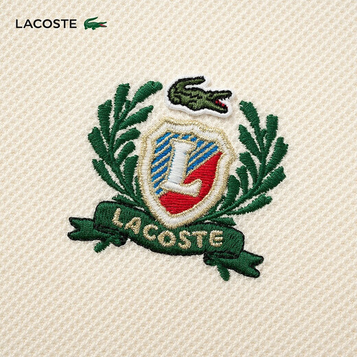 Lacoste French Crocodile Женская одежда 25 летняя французская академическая академия. Унаследованное вышитое щитовое покрытие Polo рубашка PF9660 XFJ/Cream White M 38