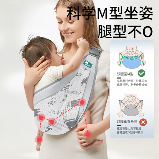煦凛日本抱娃神器0-3-6-36个月解放双手横抱式背带多功能四季通用简易 婴儿背带-透气款