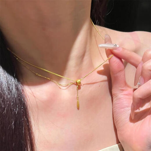 Feiyu retro French gold Rose Goddess Tears necklace for women, exquisite, fashionable and versatile high-end tassel clavicle chain pendant Rose Goddess Tears necklace