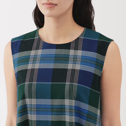 Vestido de falda para mujer Muji Women's Madras revisado para mujeres 25 Summer Nuevo BC2NMA5S Green Mided M (160/84a)