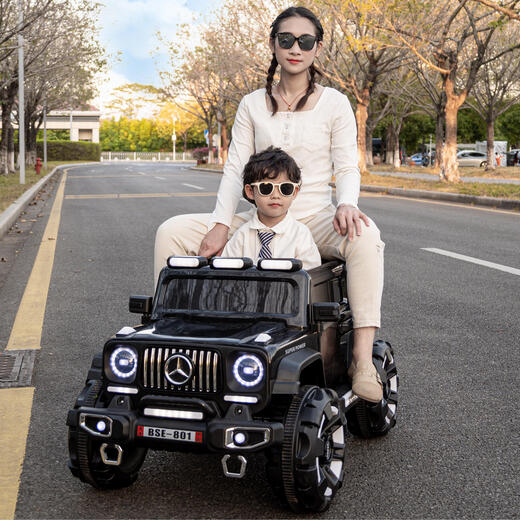 WORK BABY double children's electric car, big G, four wheels, can sit on adults' remote control off-road baby toy car, can sit on people, top with red + four-wheel drive remote control swing + music bluetooth