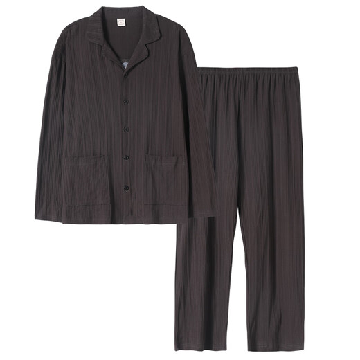 American retainers 2025 Spring and Autumn Couple Pajamas Women's New Long Sleeve Cardigan Casual Stripe Men's Home Clothing Set Women's Style-6172 Black M
