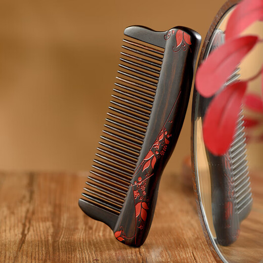 Boîte-cadeau de charpentier bronzé, peigne incrustée en bois d'ébène, SN3519 Soins capillaires et peigne de massage SN3519 Couleur de journal