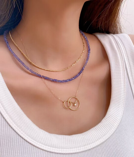 Shien Natural Tanzanite Necklace Women's Clavicle Chain Necklace Gift for Girlfriend Natural Original Color Bracelet