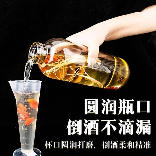 Hoch Borosilikat Glasweinflasche Haushalt großer Kapazität Ginseng Kalt eingeweichter versiegelte Weinflasche 1000 ml Weinflasche leere Flasche Hoch Borosilikatglas-500ml Transparent Plastik Cap-Jm1049