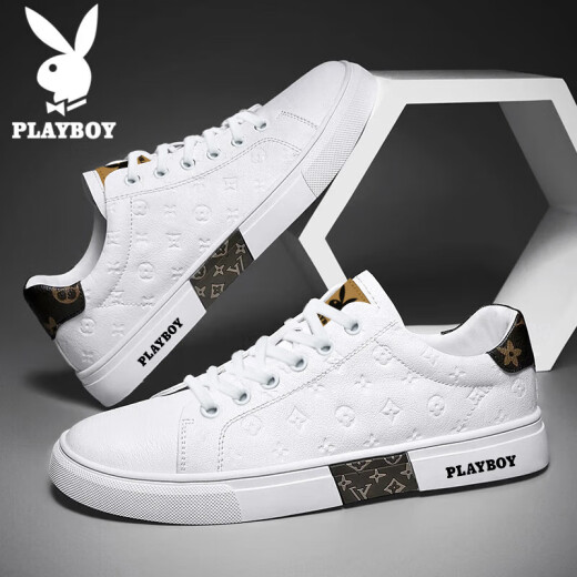 花花公子（PLAYBOY）男鞋子男2025夏季板鞋男士百搭休闲鞋男款运动鞋 白色 42