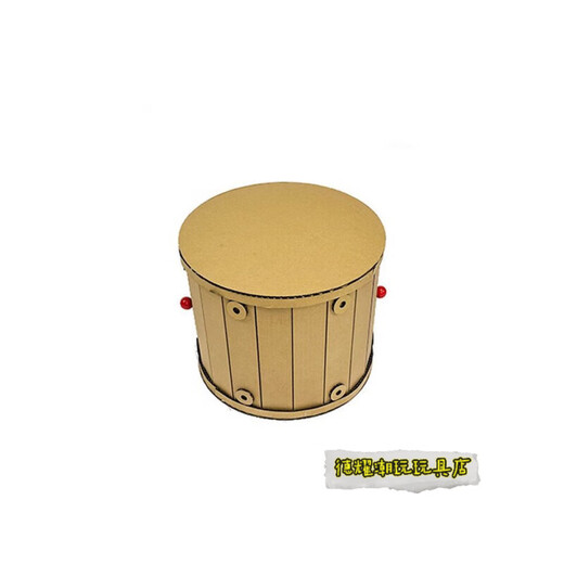 汇智之城幼儿园手工材料 铜鼓手工diy乐器制作纸板打击小鼓+半成品材料 腰鼓材料包+胶棒+胶枪+颜料