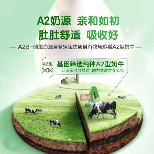 君乐宝乐铂博越A2生牛乳幼儿1段配方3段奶粉2段739g/罐 6罐 3段