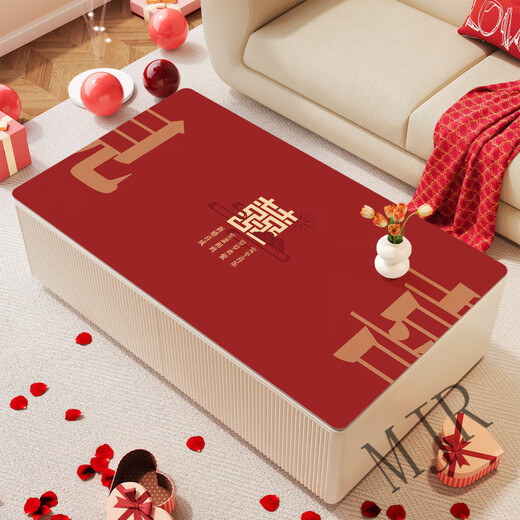 山恋津茶几布高档垫布红色结婚茶几桌垫2025新款婚房布置装饰桌布新婚喜 [ZD11950]山河海阔 90*150CM