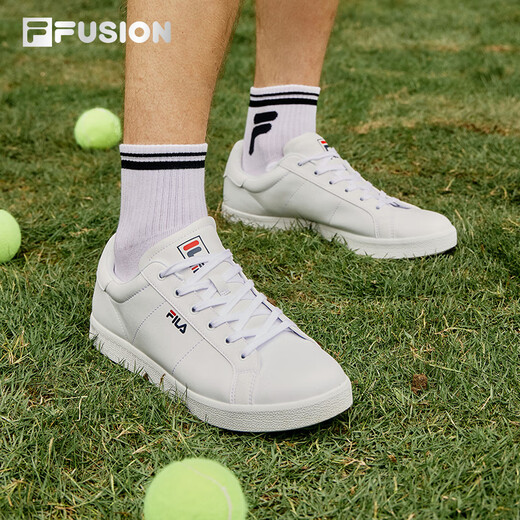FILA FUSION斐乐男鞋低帮板鞋网球文化鞋百搭轻便小白鞋休闲滑板鞋 集团白-WT 42